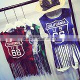 Custom Ladies Sleeveless Sports Wear Sexy Tank Tops Clubwear For Women Tassels For Garments thumbnail-3