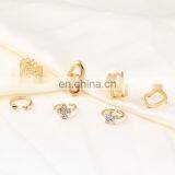 7PCS/Set Fashion Women Gold Hollow Flower Star Rhinestone Ring Sets thumbnail-3
