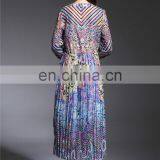 High Qualtiy Fashion Colorful Digital Printed 100% Silk Chiffon Long Sleeves Ladiyes Round Neck Maxi Dress thumbnail-4