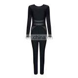 2016 Sexy Black Gauze Jumpsuits Long Sleeve Bandgae Jumpsuits Through Jumpsuits thumbnail-5