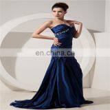 Custom Made Elegant Deep Blue Sweetheart Sleeveless Floor Length Beaded Ruched Mother Of The Bride Dress thumbnail-2