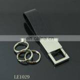 Black PU Leather Silver Metal Keychain Promotional Impressing Leather Keyring thumbnail-1