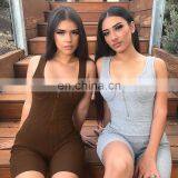 2020 New Arrivals Women Sleeveless Bodycon Casual Jumpsuit Ladies V-Neck Sportswear Playsuit With Zippers thumbnail-2