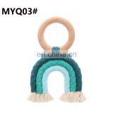 Ins Hot Sale Rainbow Teether Toy Wood Teething Ring For Baby thumbnail-4