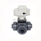 3 way DN25 DN32 dc24v 220v three-way pvc ball valve for water