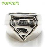 Topearl Jewelry 2016 New Design Fashion Men's Stainless Steel Cool Superman Rings For Men Boys Jewelry MER229 thumbnail-3