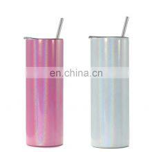 20oz Ready to Ship Glitter Stainless Steel Double Walled Reusable Skinny Customized Sublimation Tumbler thumbnail-2