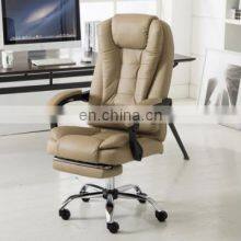 Manufacturer Cheap Wholesale High Quality Leather High Back Lumbar Support Reclining Swivel Office Chair With Wheels thumbnail-3