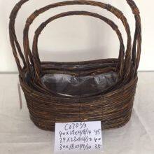 Brown Color Willow Wicker Flower/Fruit Basket For Garden Baskets thumbnail-2