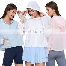 Summer Thin Loose Yoga Jacket Breathable Pocket Fitness Activewear Zipper Custom Long Sleeve Sports Jacket Yoga Jacket For Women thumbnail-1