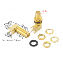 SMA KWE RF Adapter Female Jack Connector Right Angle Solder Type Antenna CONNECTOR PCB Mount 23MM