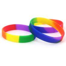 Manufacture in Stock Rainbow Smoothly Segmented Process LGBT Silicone Bracelet Adult Activity Silicone Wristband thumbnail-5