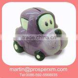 Cute Dog Designed Car Shaped Ceramic Money Bank