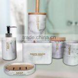 Hot Sale White Marble Polyresin Bathroom Accessories Set for Hotel and Home thumbnail-1