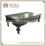 Antique Black Living Room Wood Sofa Table Coffee Table With Wheels thumbnail-1