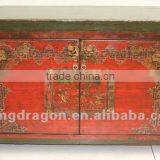 Chinese Antique Furniture Red Pine Wood Mongolia Cabinet