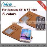 Phone Case Empty Thread Polka Dot PU+ TPU Wallet Case With Stand, For Samsung Galaxy S6 Edge Leather Case thumbnail-2