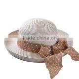 Sun Protection Straw Hats Cute Bowknot Ribbon Formal Bowler Hat thumbnail-4