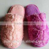 Coral Fleece Bedroom Hotel Woman Slipper With Fabric Flower thumbnail-1