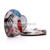Hot Sale Crystal Glass Fridge Magnet Heart Shape With Lucky Bird for Home Decoration