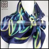 2015 Fashion Dark Blue Square Printed Silk Scarf thumbnail-3