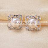 8-9mm 925 Sterling Silver Real Freshwater Pearl Jewelry Earrings thumbnail-1
