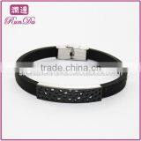 Black Men's Silicone Bracelet Silicone Bracelet Wholesale Leather Bracelets for Men thumbnail-1