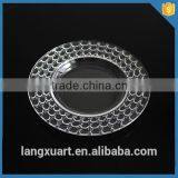 LXHY-T039 Hand Pressed Crystal Glass Cheap Oneycomb Wholesale Bulk Dinner Plate