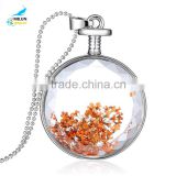 Wholesale glass pendant DIY charms flower pendants necklace