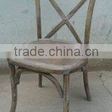 Antiqued/distressed White Oak/beech/birch Wood Dining Cross Back Chair, X Back Chair thumbnail-3