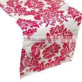 2015 SR Fuchsia Banquet Fancy Damask Flocking Taffeta Table Runner