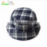 High quality cotton checked fabric custom made balnk fishermen bucket hat for wholesale
