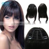 Unprocessed Wholesale Brazilian remy clip in hair extension bangs, 2015 new human hair clip in bangs hair bangs