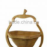 Large Flatware Pear Shaped Folding Bamboo Collapsing Wooden Hanging Bread Roll Basket thumbnail-2