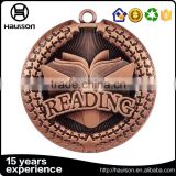 Customised 3d old antique red copper reading cups hornor medals personalized recognitiona achievement reading winners medals