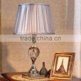 Silver Electroplate Metal K9 Clear Crystal Lamp Body Table Lamp With Fabric Lampshade thumbnail-3