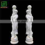 Classic Hand Carved White Marble Lady Sculpture Lamp for Sale thumbnail-1