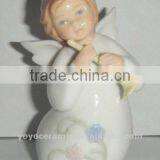 Ceramic Standing Angel With Horn Statue thumbnail-1