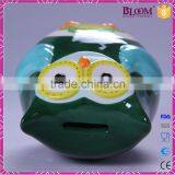 Ceramic Glazed Home Decoration Owl Shape Piggy Bank thumbnail-5
