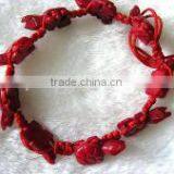 Wholesale 7" 20mm Red Carved Natural Coral Stone Bracelet thumbnail-1