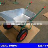 Heavy duty construction wheel barrow with metal tray