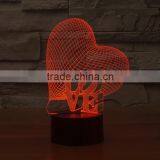 3D LED Acrylic Full Color Visual Lamp Light LOVE Symbol thumbnail-1