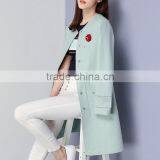 Fashion Swallow Gird Pattern Women Wool Coat With Hooded thumbnail-2