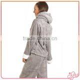 Fancy Fleece Hooded Set Grey Pajamas for Ladies thumbnail-3