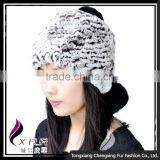 CX-C-111B Wholesale Custom Knitted Winter Rex Rabbit Fur Pom Pom Hat thumbnail-4