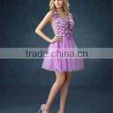 MGOO Embroidery Beaded Bridesmaid Dress Crystals Pearl Flower Formal Dress Mini Dress For Princess Party thumbnail-4