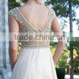 2016 Elegant Prom Dresses Scoop A Line Floor Length Beaded Tulle Bodice With Chiffon Skirt thumbnail-3