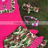 Fully Stocked New Design Fashion Boutique Clothing Hot Pink Camo Short With Matching Necklace and Headband Sets thumbnail-2