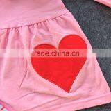 2016 Valentine's Day 3 Pieces Scarf Pink Top Kids OUTFITS Heart Suit Pant Set Hot Sell Boutique Clothes Kids Sets thumbnail-3
