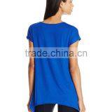 Women's Scoop Neck Short Sleeve Sharkbite Hem Comfy Knit 100% Cotton Tunic Top thumbnail-2